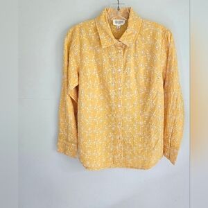 Candace Cameron Bure Yellow Eyelet Button Down Top